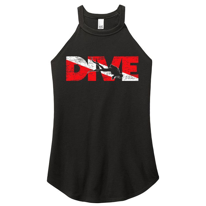 Dive Flag Diver Down Aquaholic Scuba Diving Ocean Life Women's Perfect Tri Rocker Tank