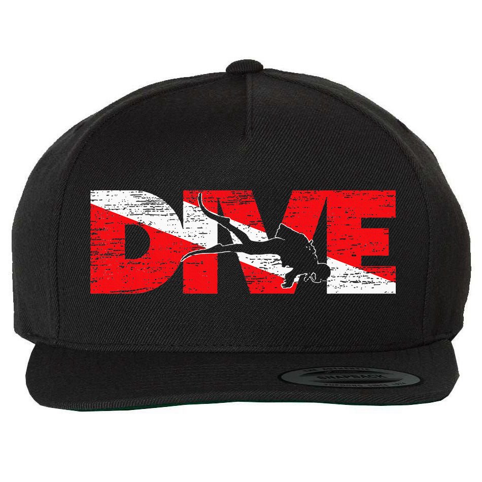 Dive Flag Diver Down Aquaholic Scuba Diving Ocean Life Wool Snapback Cap