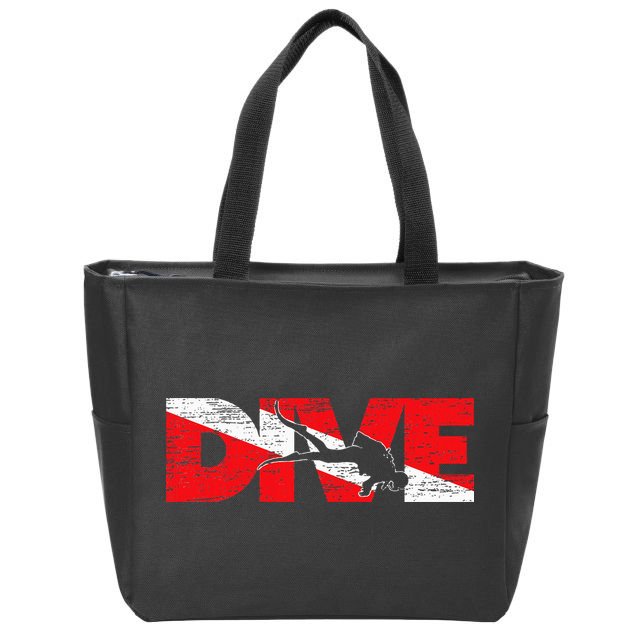 Dive Flag Diver Down Aquaholic Scuba Diving Ocean Life Zip Tote Bag