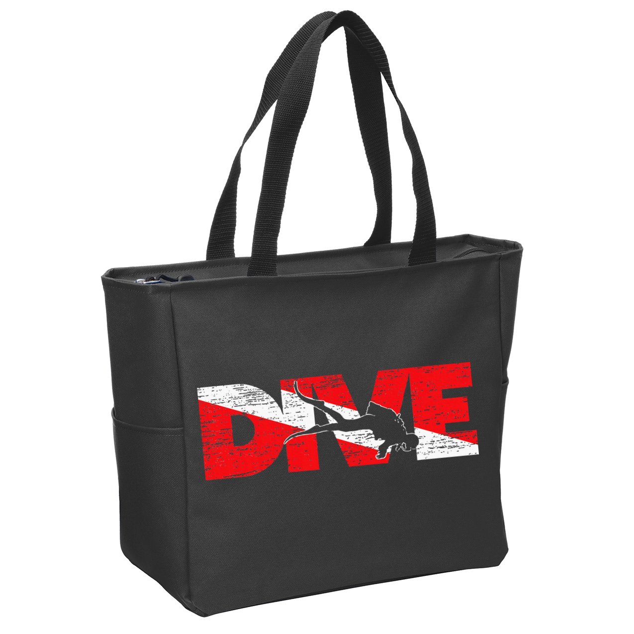 Dive Flag Diver Down Aquaholic Scuba Diving Ocean Life Zip Tote Bag
