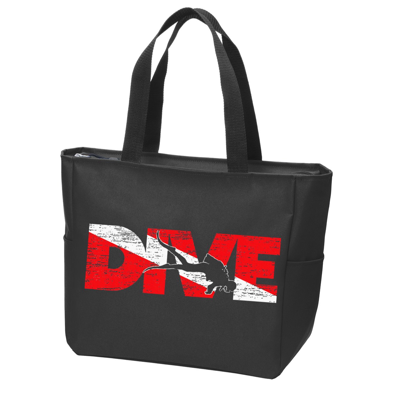 Dive Flag Diver Down Aquaholic Scuba Diving Ocean Life Zip Tote Bag