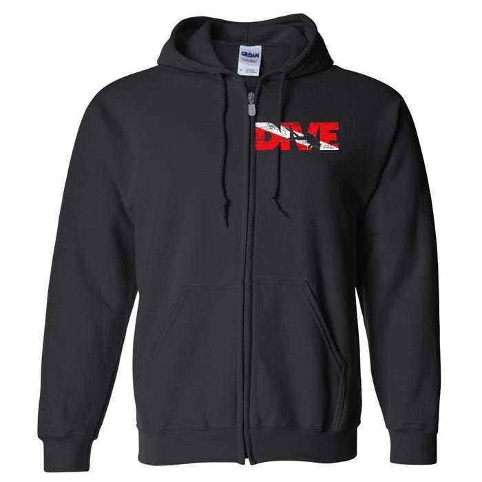 Dive Flag Diver Down Aquaholic Scuba Diving Ocean Life Full Zip Hoodie