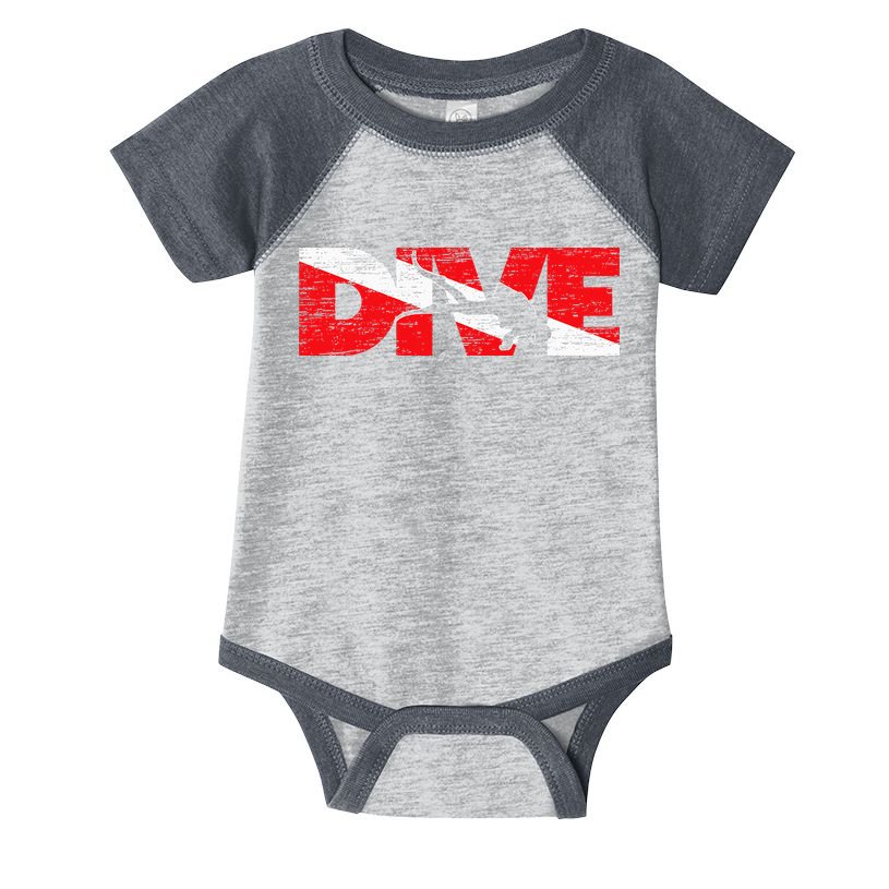 Dive Flag Diver Down Aquaholic Scuba Diving Ocean Life Infant Baby Jersey Bodysuit