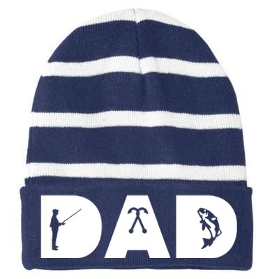 Dad Fishing Striped Beanie with Solid Band