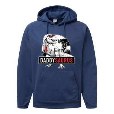 Daddysaurus Funny Daddy Dinosaur Fathers Day Surprise Meaningful Gift Performance Fleece Hoodie