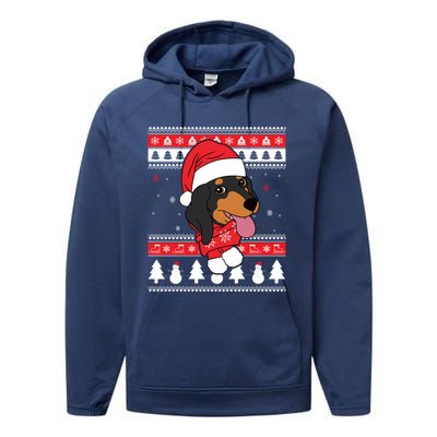 Dachshund Funny Dog Ugly Christmas Gift Performance Fleece Hoodie