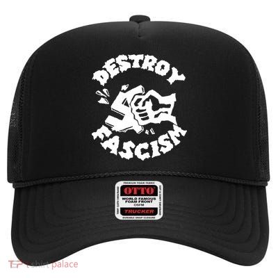 Destroy Fascism High Crown Mesh Back Trucker Hat