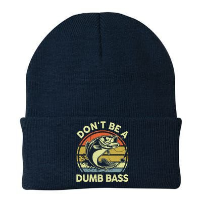 Dad Fishing Dont Be A Dumb Bass Fish Gift Funny Papa Knit Cap Winter Beanie