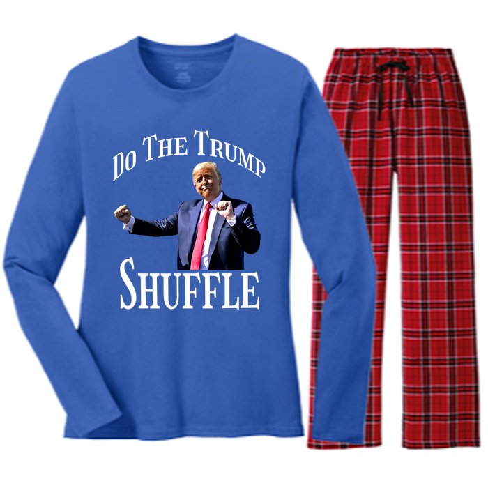 Dance Fun Do The Trump Shuffle Political Humor Gift Women's Long Sleeve Flannel Pajama Set 