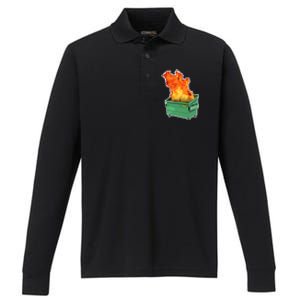 Dumpster Fire Performance Long Sleeve Polo