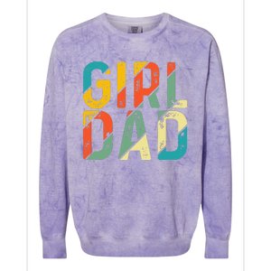 Dad Father Day Proud Dad Of Cute Daughter Dada Retro Colorblast Crewneck Sweatshirt