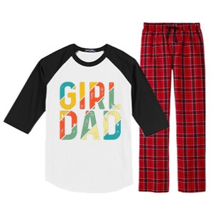 Dad Father Day Proud Dad Of Cute Daughter Dada Retro Raglan Sleeve Pajama Set