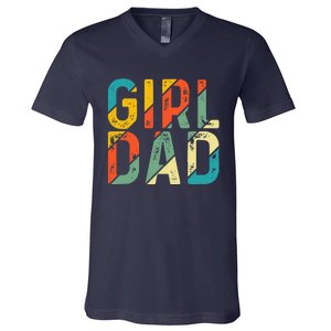 Dad Father Day Proud Dad Of Cute Daughter Dada Retro V-Neck T-Shirt