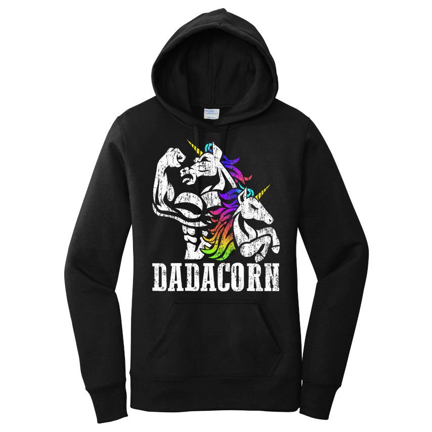 Dadacorn Fathers Day Gift for Dad of Unicorn Daughter Women's Pullover Hoodie