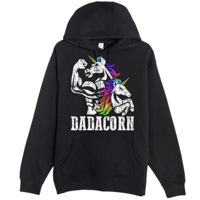 Dadacorn Fathers Day Gift for Dad of Unicorn Daughter Premium Pullover Hoodie