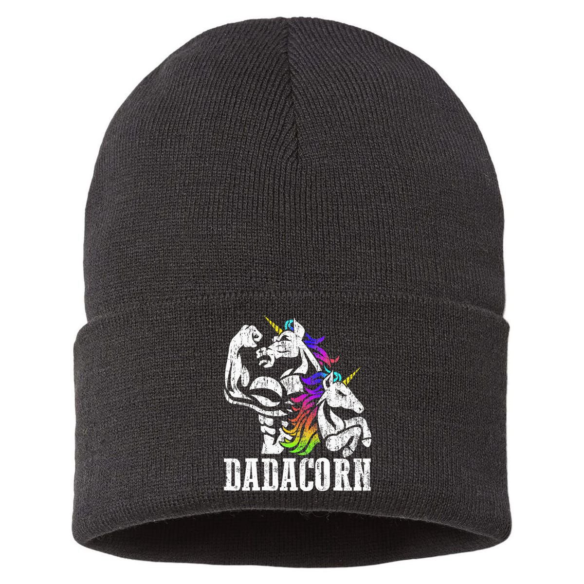 Dadacorn Fathers Day Gift for Dad of Unicorn Daughter Sustainable Knit Beanie