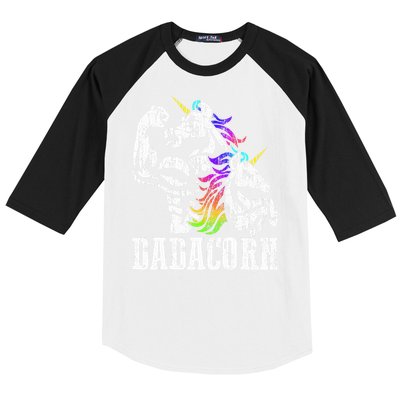 Dadacorn Fathers Day Gift for Dad of Unicorn Daughter Baseball Sleeve Shirt