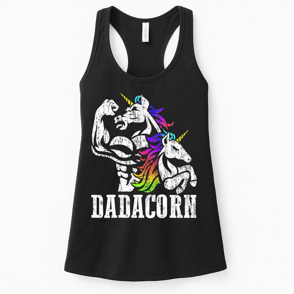 Dadacorn Fathers Day Gift for Dad of Unicorn Daughter Womens Tank Top