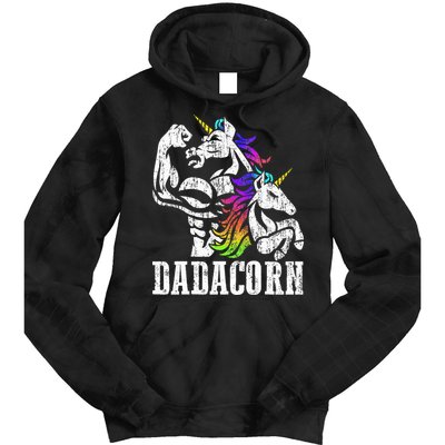Dadacorn Fathers Day Gift for Dad of Unicorn Daughter Tie Dye Hoodie