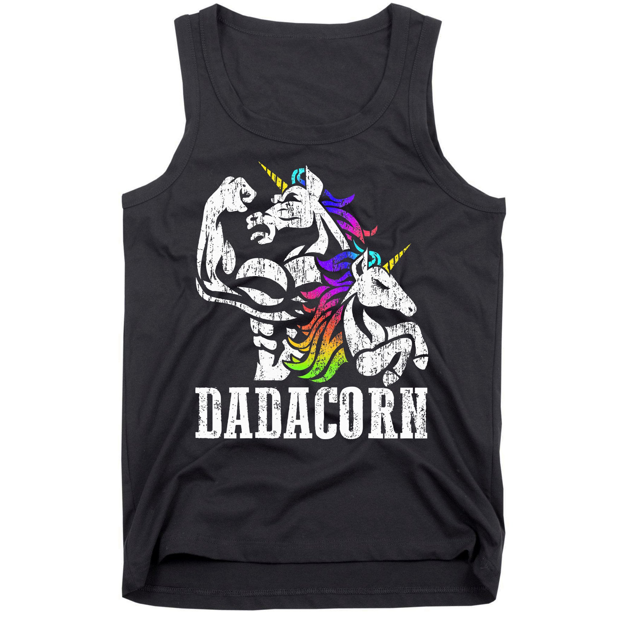 Dadacorn Fathers Day Gift for Dad of Unicorn Daughter Tank Top