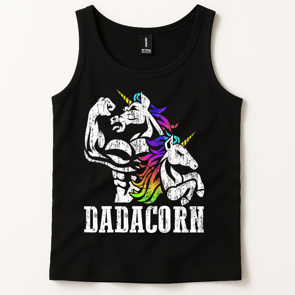 Dadacorn Fathers Day Gift for Dad of Unicorn Daughter Tank Top