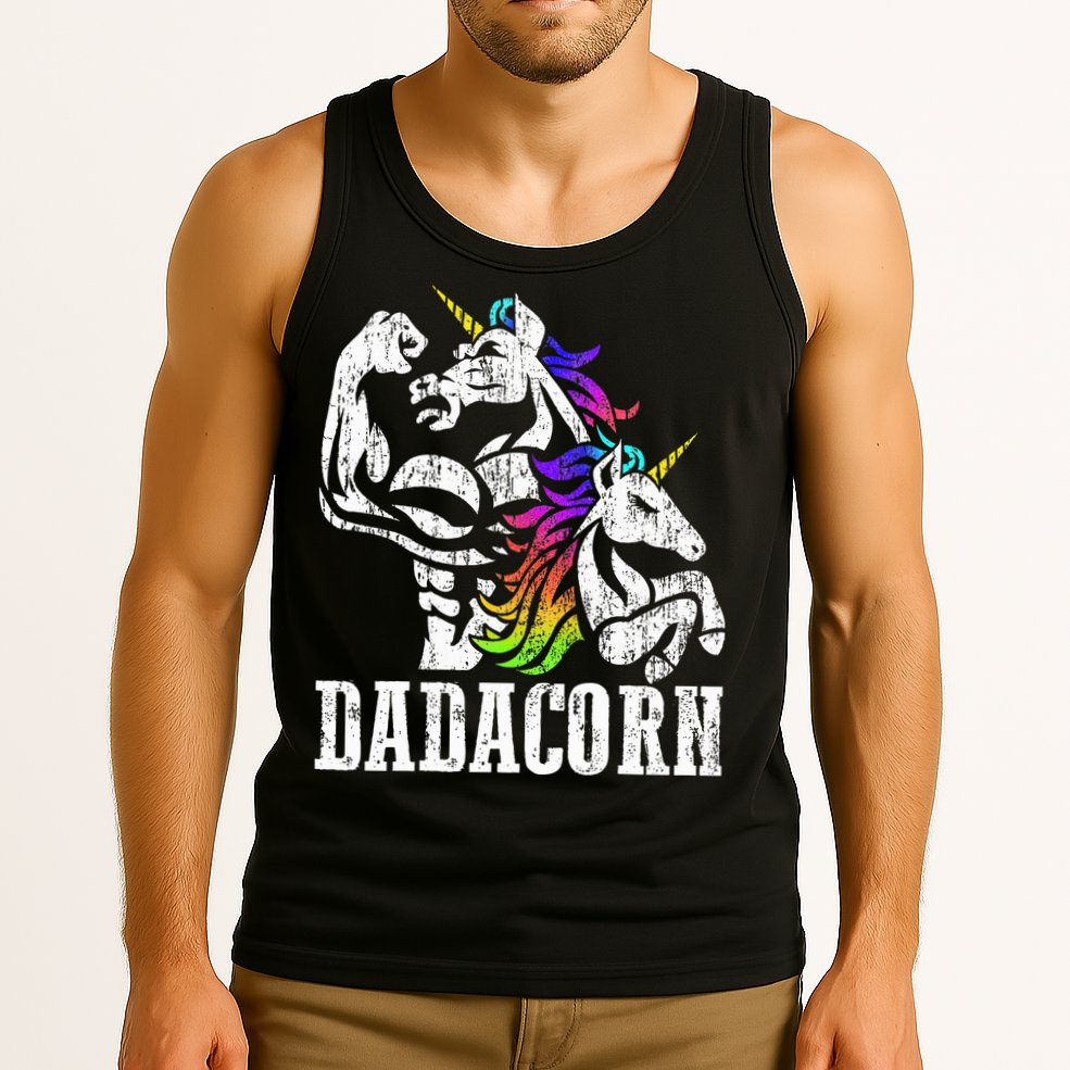 Dadacorn Fathers Day Gift for Dad of Unicorn Daughter Tank Top