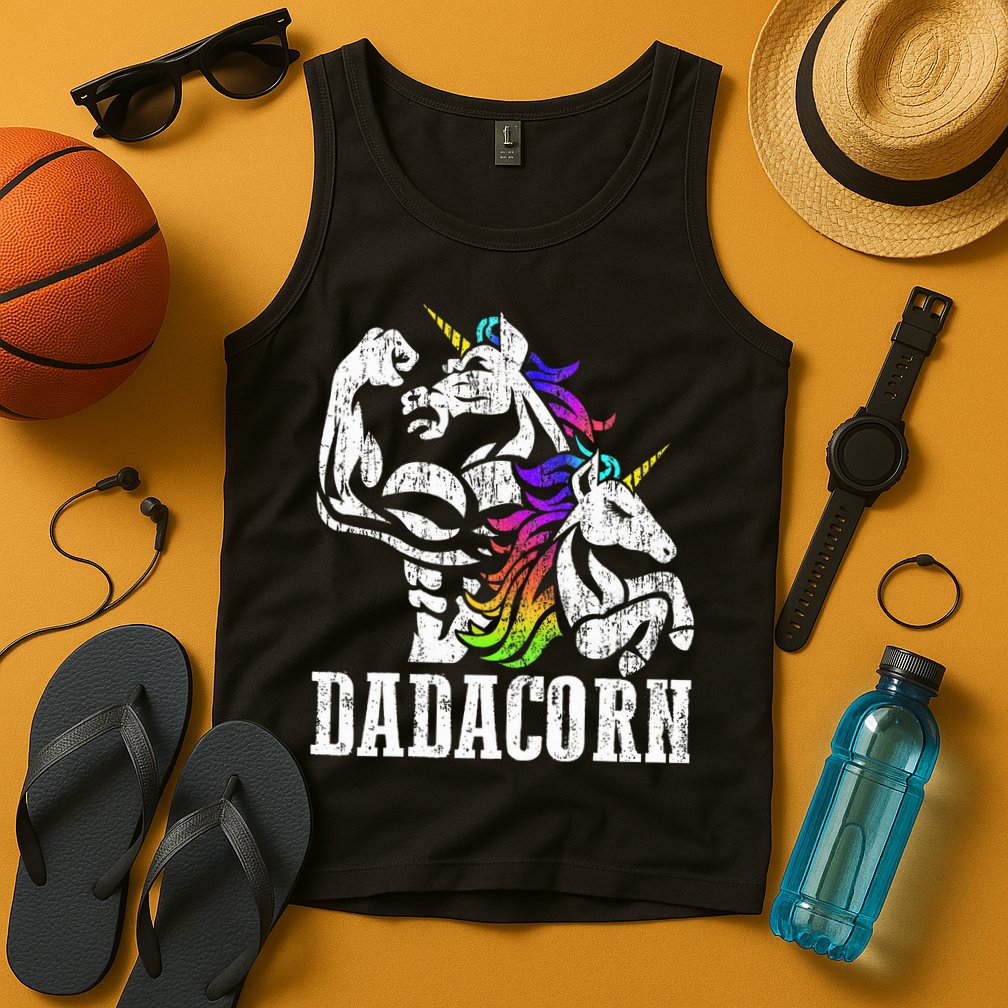 Dadacorn Fathers Day Gift for Dad of Unicorn Daughter Tank Top