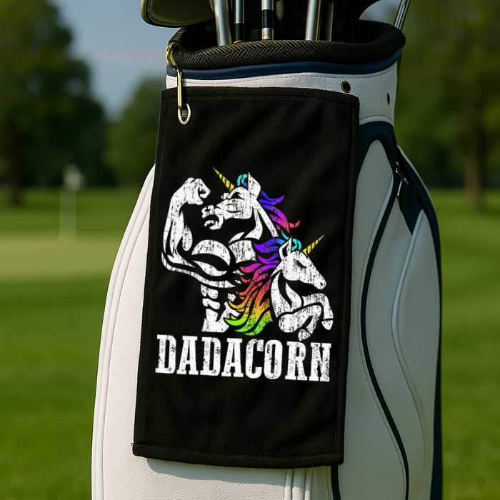 Dadacorn Fathers Day Gift for Dad of Unicorn Daughter Golf Towel