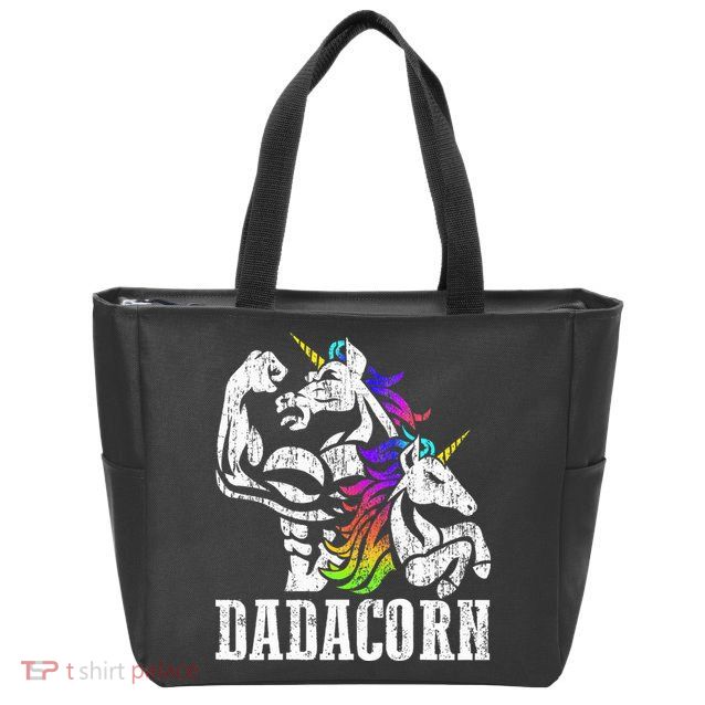 Dadacorn Fathers Day Gift for Dad of Unicorn Daughter Zip Tote Bag