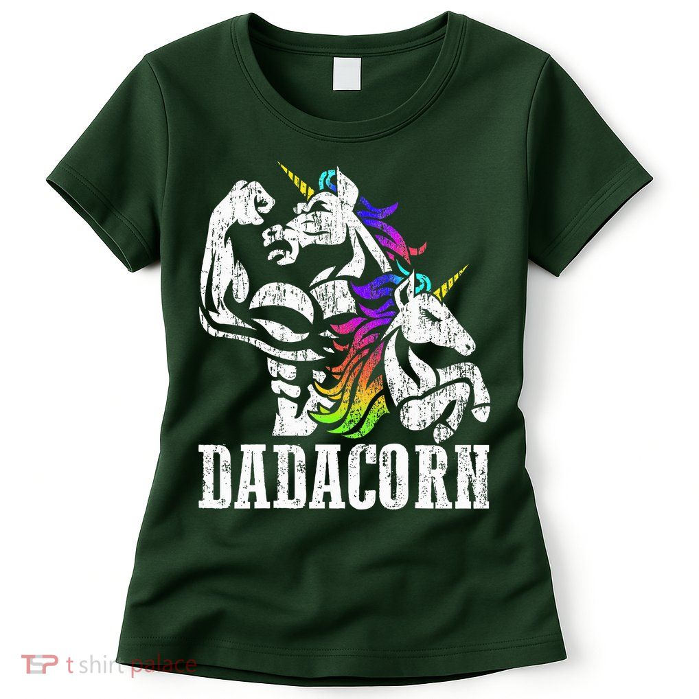 Dadacorn Fathers Day Gift for Dad of Unicorn Daughter Womens T-Shirt