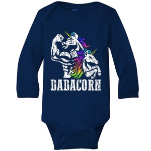 Dadacorn Fathers Day Gift for Dad of Unicorn Daughter Baby Long Sleeve Bodysuit