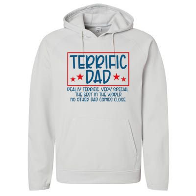 Dad Fathers Day Funny Donald Trump Terrific Dad Performance Fleece Hoodie