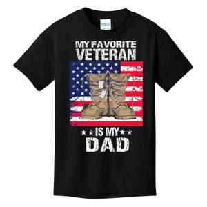 Dad FatherS Day My Favorite Veteran Is My Father Proud Kids Kids T-Shirt