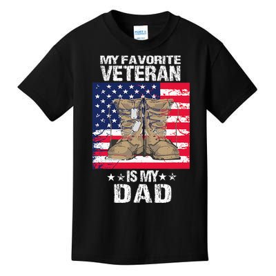 Dad FatherS Day My Favorite Veteran Is My Father Proud Kids Kids T-Shirt