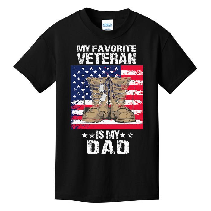 Dad FatherS Day My Favorite Veteran Is My Father Proud Kids Kids T-Shirt