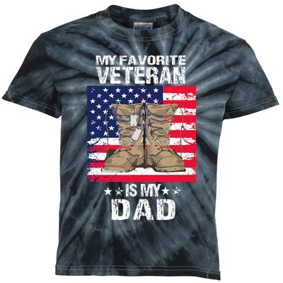 Dad FatherS Day My Favorite Veteran Is My Father Proud Kids Kids Tie-Dye T-Shirt