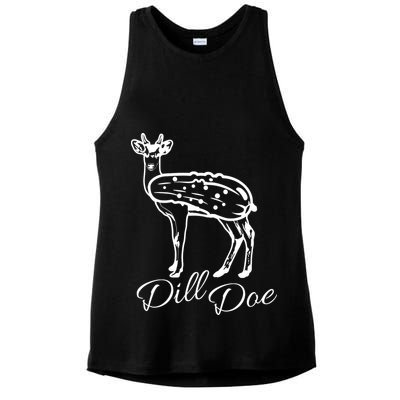 DillDoe Funny Deer Dill Doe Pickle Meme Mashup Ladies PosiCharge Tri-Blend Wicking Tank