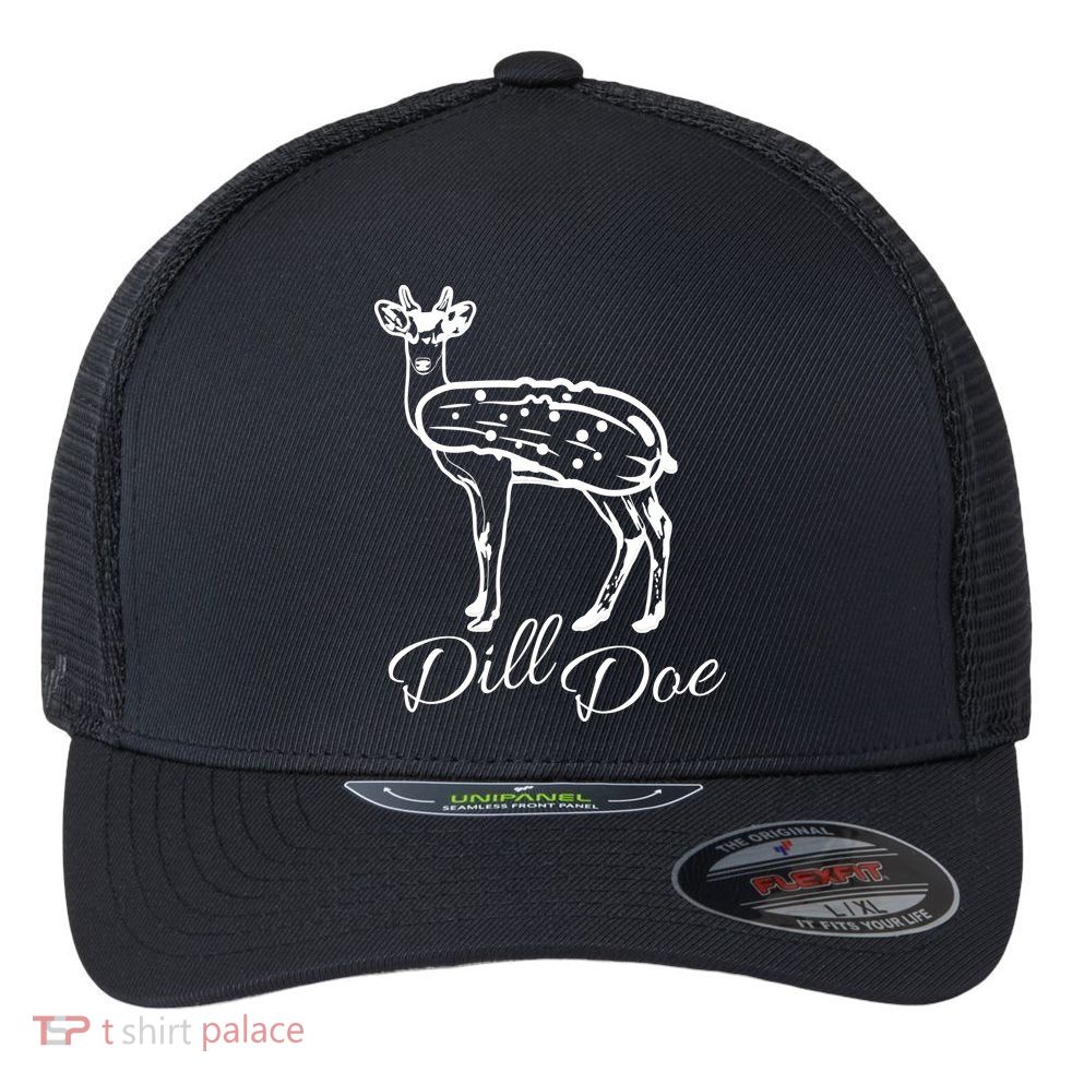 DillDoe Funny Deer Dill Doe Pickle Meme Mashup Flexfit Unipanel Trucker Cap