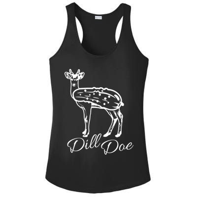 DillDoe Funny Deer Dill Doe Pickle Meme Mashup Ladies PosiCharge Competitor Racerback Tank