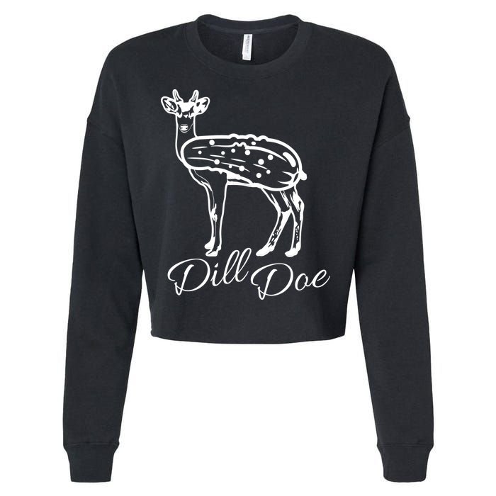 DillDoe Funny Deer Dill Doe Pickle Meme Mashup Cropped Pullover Crew