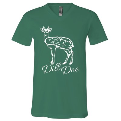 DillDoe Funny Deer Dill Doe Pickle Meme Mashup V-Neck T-Shirt