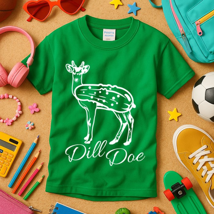 DillDoe Funny Deer Dill Doe Pickle Meme Mashup Kids T-Shirt