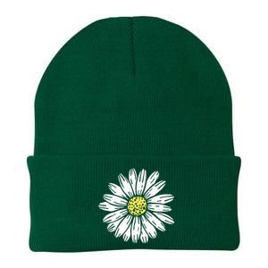 Daisy Flower Design Knit Cap Winter Beanie