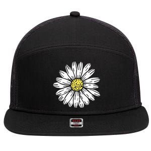 Daisy Flower Design 7 Panel Mesh Trucker Snapback Hat