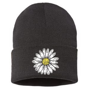 Daisy Flower Design Sustainable Knit Beanie