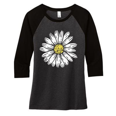 Daisy Flower Design Women's Tri-Blend 3/4-Sleeve Raglan Shirt