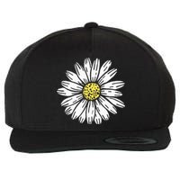 Daisy Flower Design Wool Snapback Cap