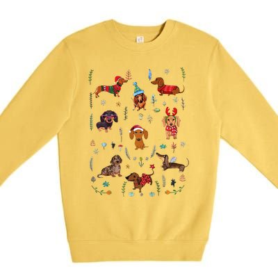 Doxie Fabrics Dachshunds Dog Christmas Premium Crewneck Sweatshirt