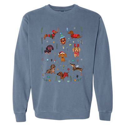 Doxie Fabrics Dachshunds Dog Christmas Garment-Dyed Sweatshirt