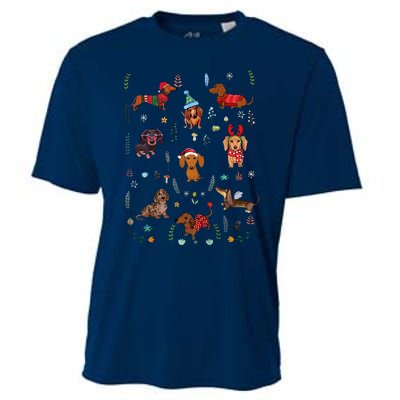 Doxie Fabrics Dachshunds Dog Christmas Cooling Performance Crew T-Shirt